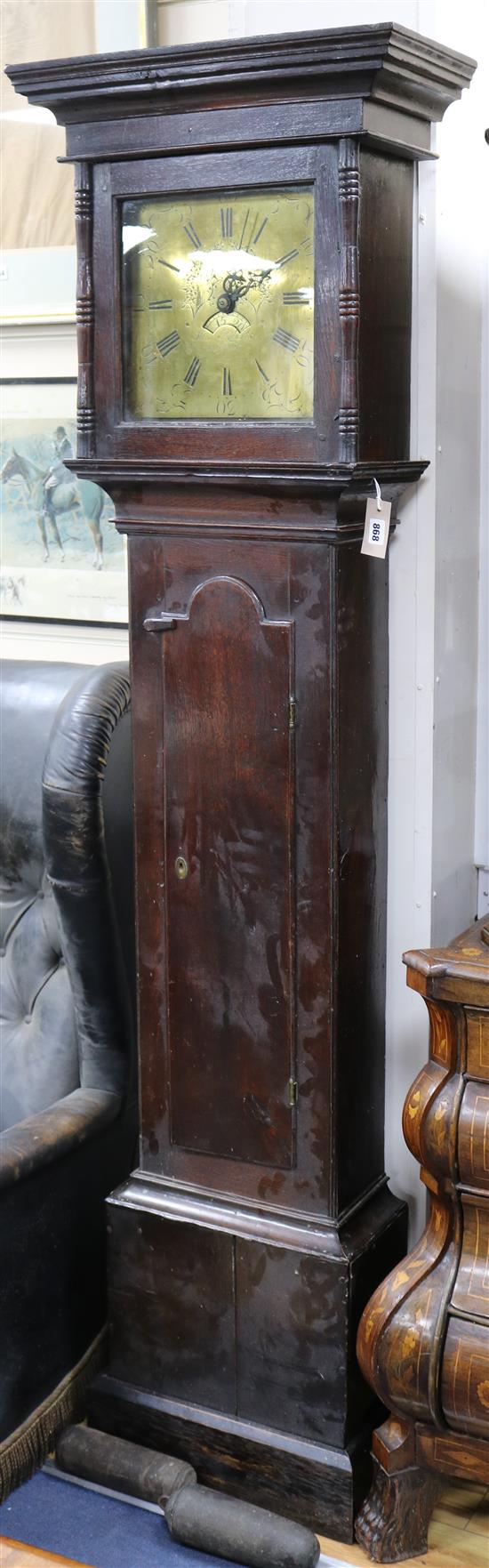 A Samuel Roberts, Llansair, oak longcase clock W.54cm